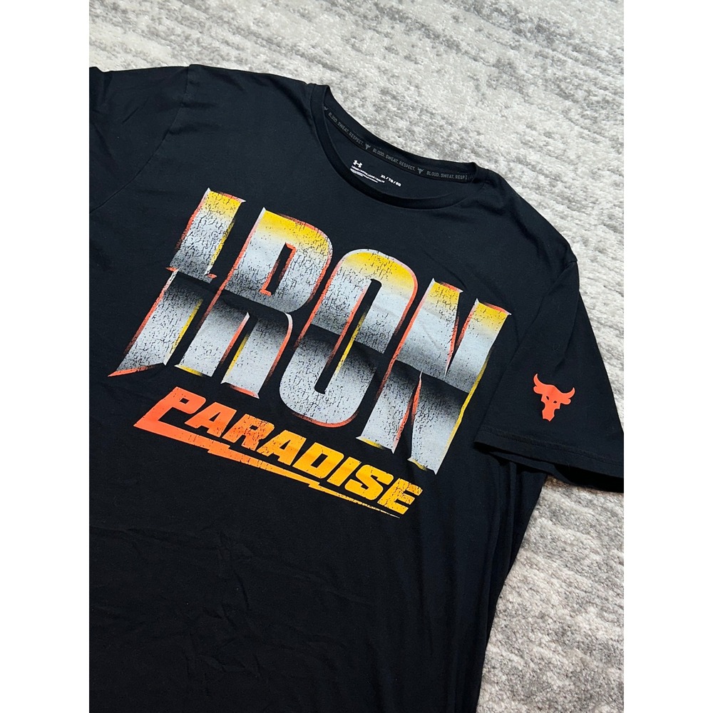 Under Armour T-Shirt Mens XL Black Iron Paradise Project Rock Graphic Tee